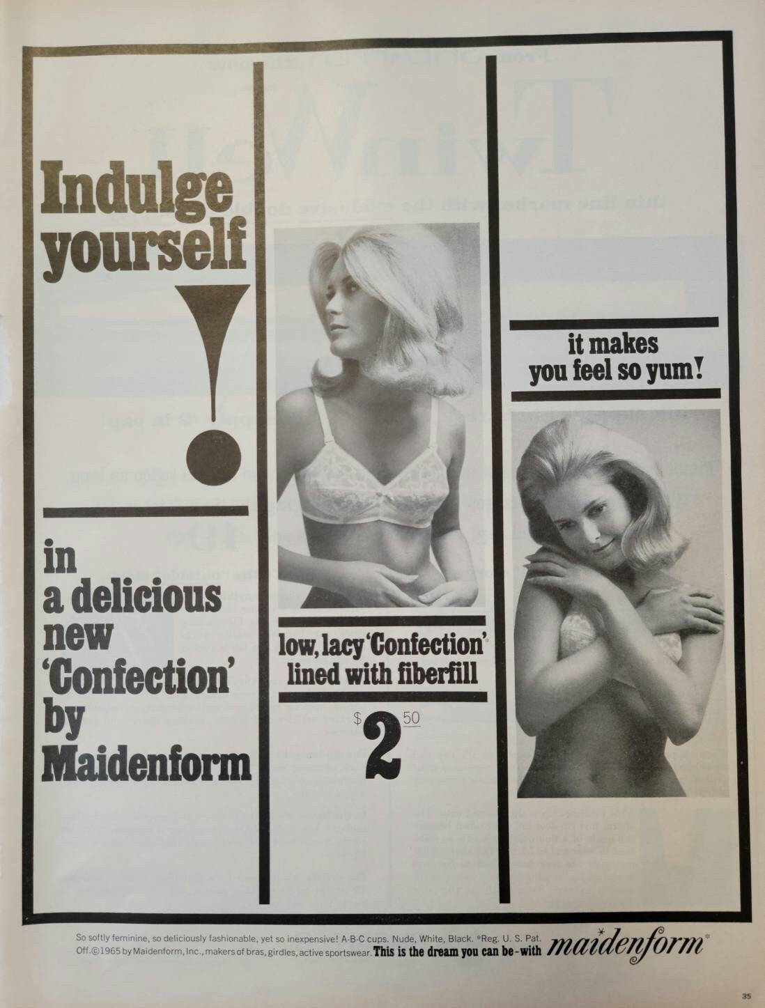 Original Vintage Lingerie Ad for 1962 Maidenform's New Concertina