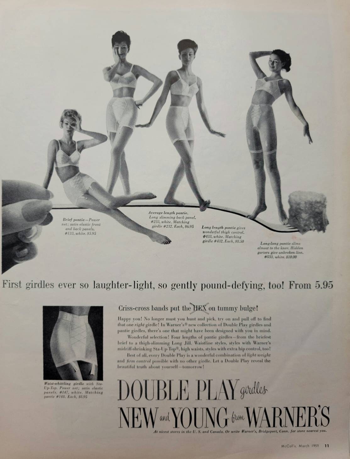 Original Vintage Advertisement for 1966 Lycra Spandex Girdle Lady's Home  Journal -  Canada