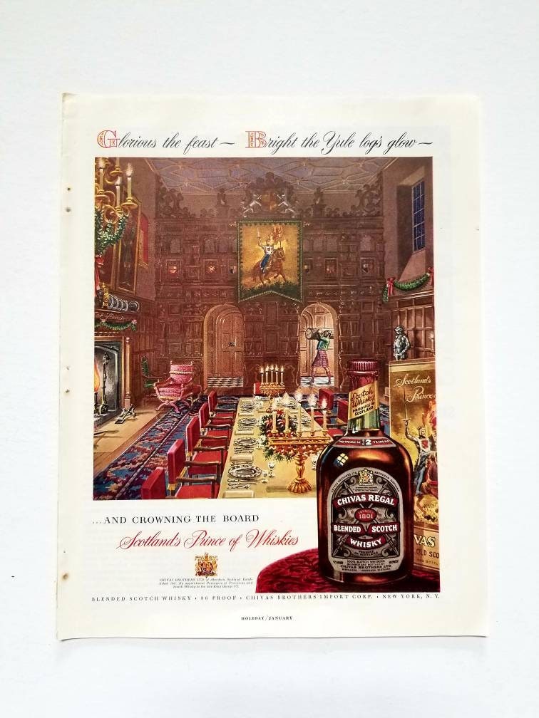1955 Chivas Regal Scotch Whisky Vintage Advertisement Bar Decor