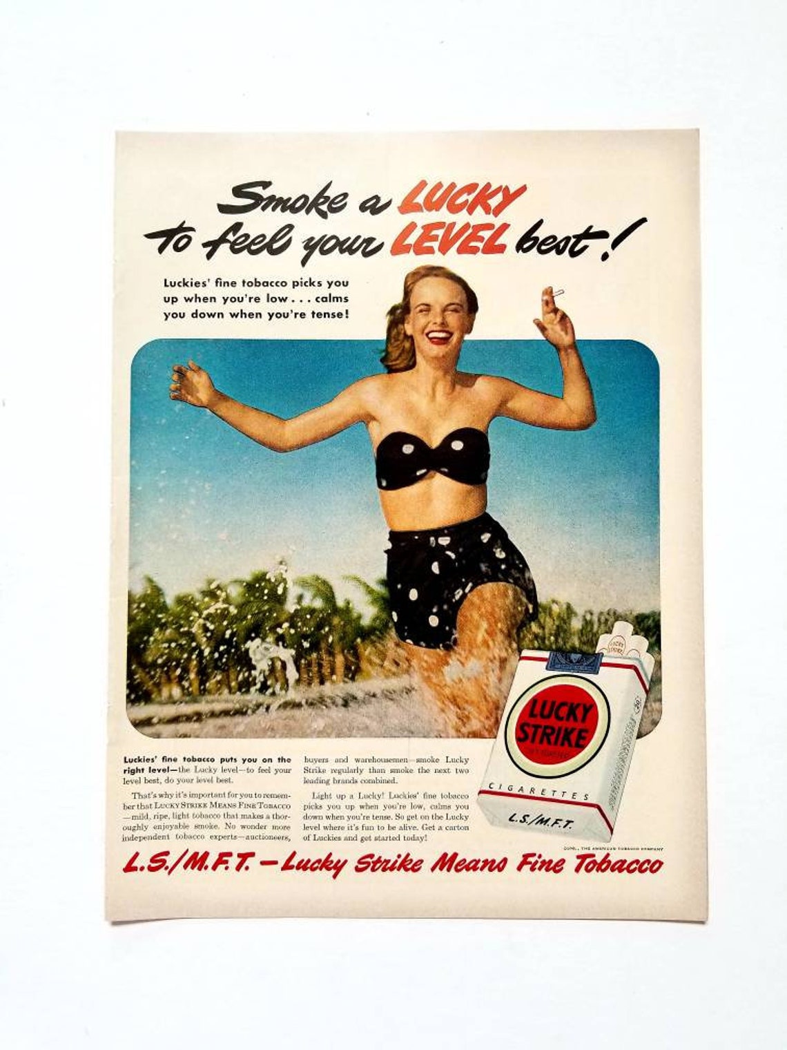 1949 Lucky Strike Zigaretten Vintage Werbung Mann Höhle Wand | Etsy