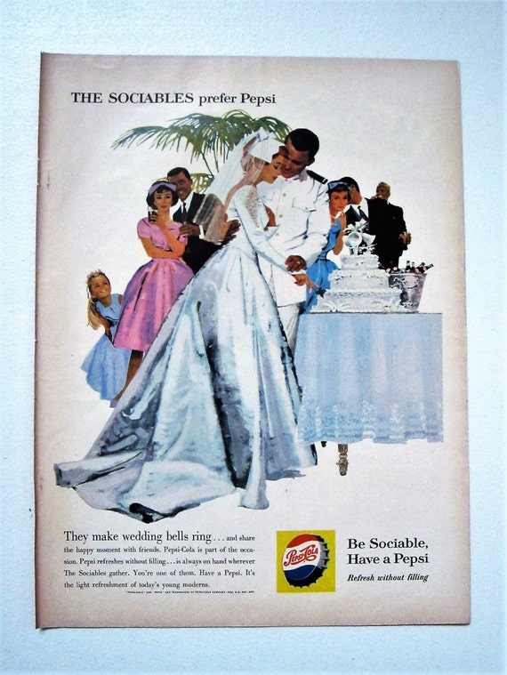 Vintage Magazine advert poster reproduction. Refresh with pepsi