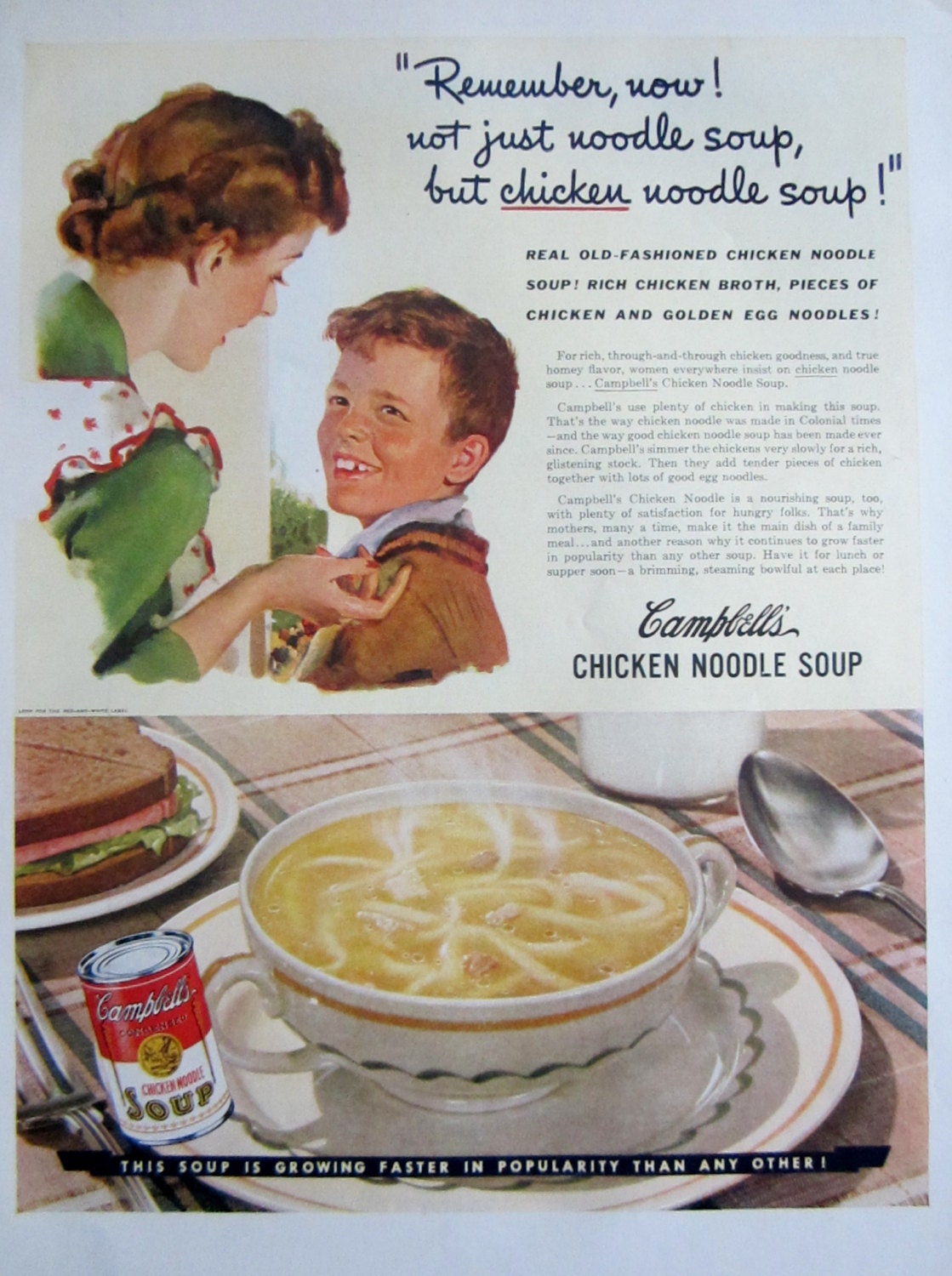 1942 Campbells Chicken Noodle Soup Vintage Advertisement Etsy Denmark