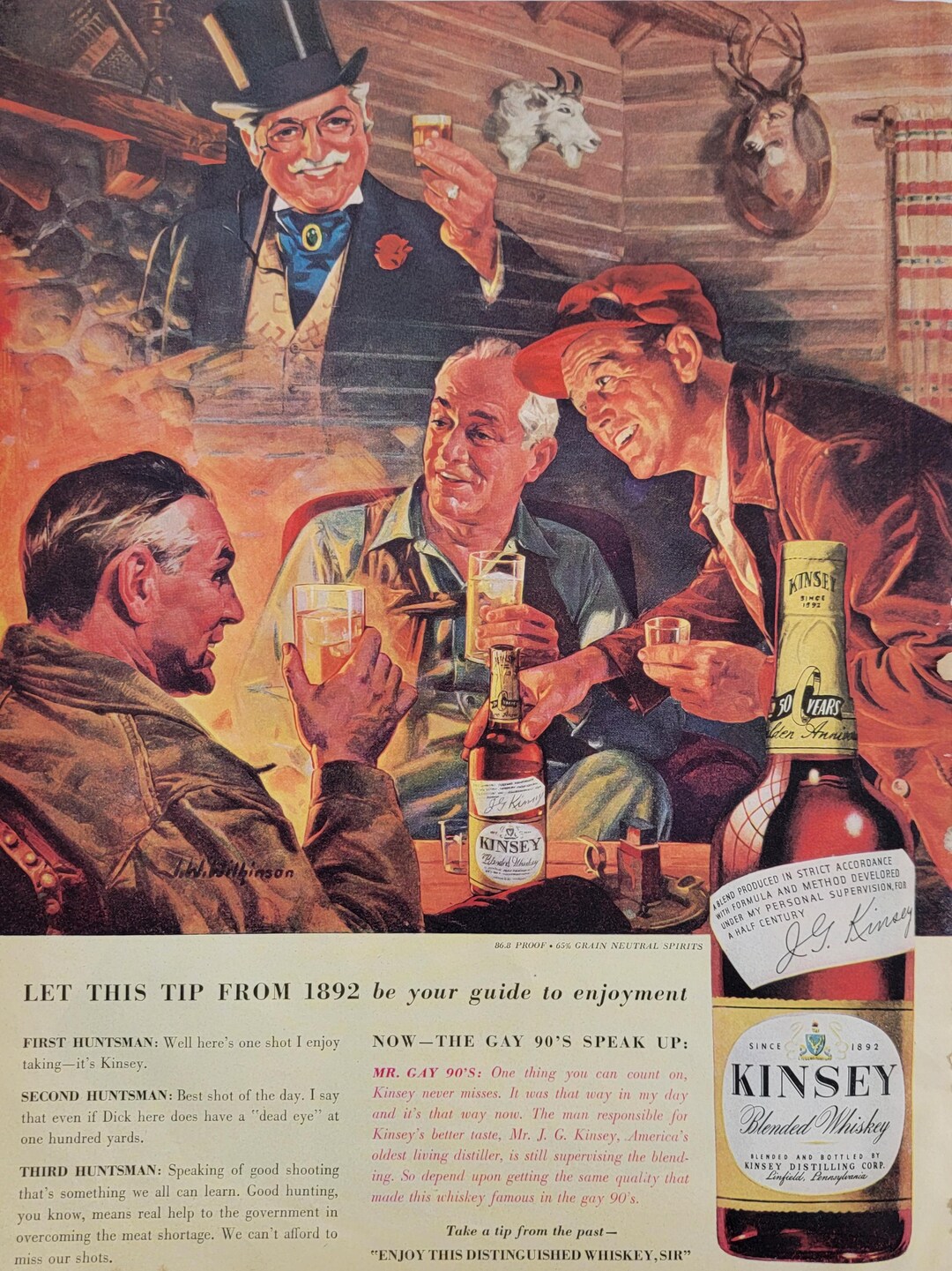 1943 Kinsey Whiskey Ad: Vintage Bar Wall Art Magazine Print ...