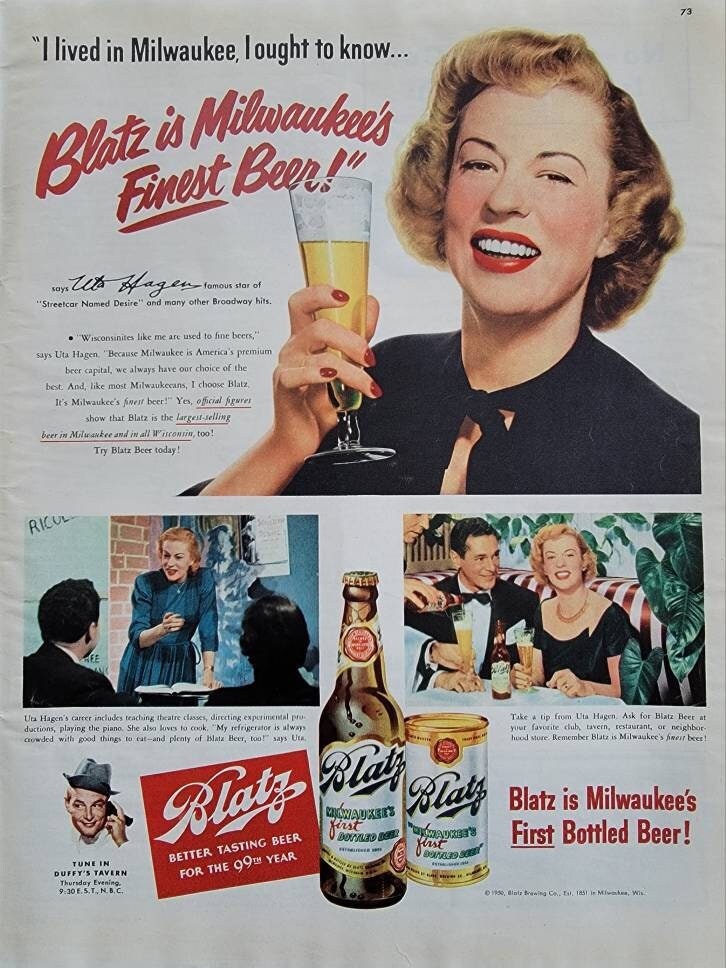 1950 Blatz Beer Vintage Advertisement Kitchen Wall Art Man Cave