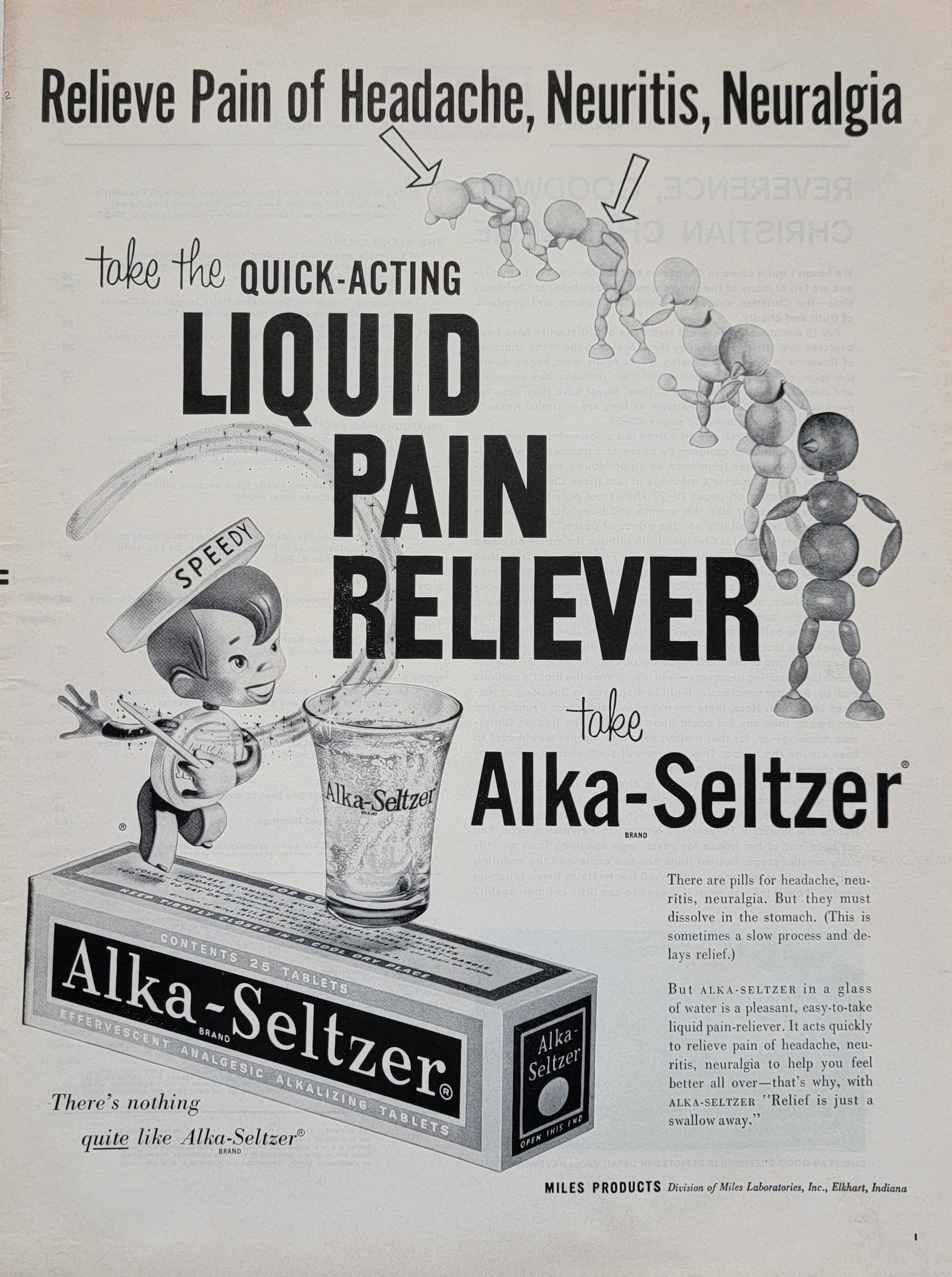 1959 Alka-seltzer Ad: Vintage Pharmacy Decor Magazine Print  display picture 1