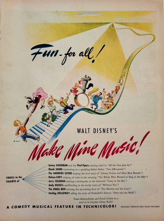 1946 Vintage Movie Print Walt Disneys Make Mine Music Magazine