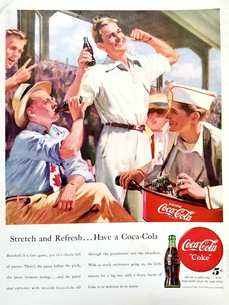 1948 Coca Cola Ad: Vintage Diner Kitchen Wall Art, Coke Soda
