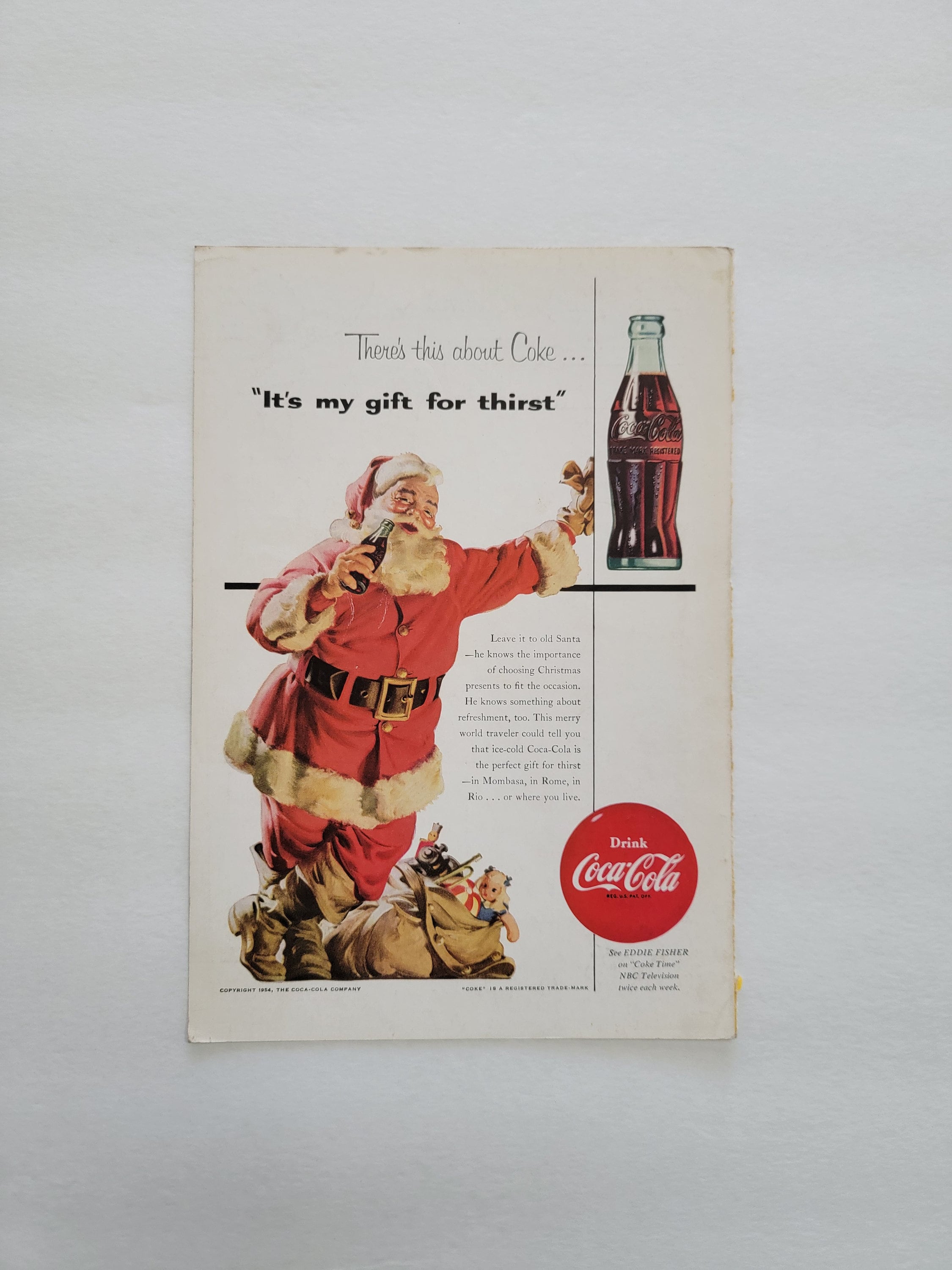 1954 Coca Cola Santa Claus Ad: Vintage Christmas Holiday Kitchen Decor, Coke  Magazine Advertisement - Etsy, image size:2250x3000