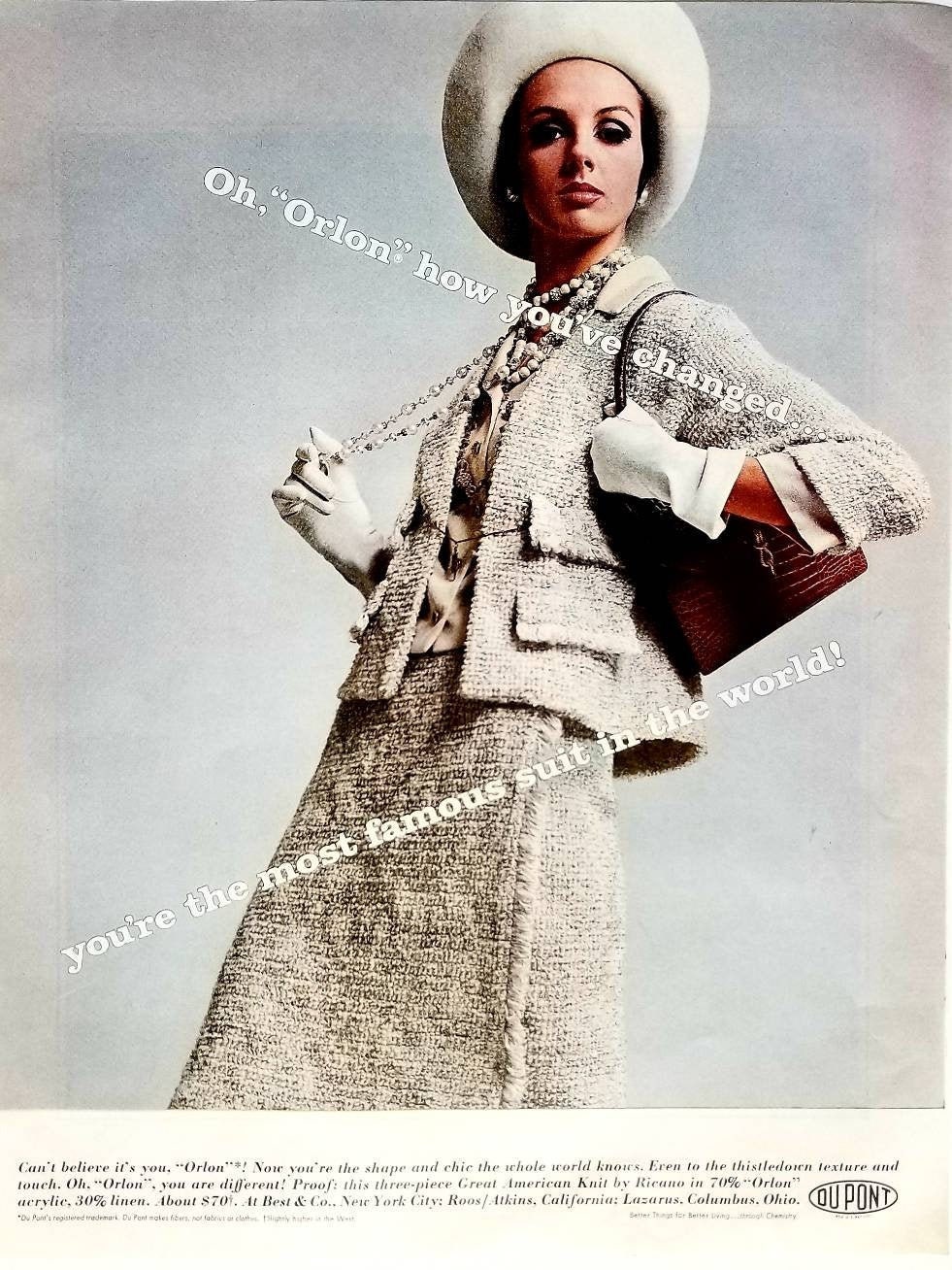 1964 Dupont Orlon Fabrics Ricano Vintage Advertisement 