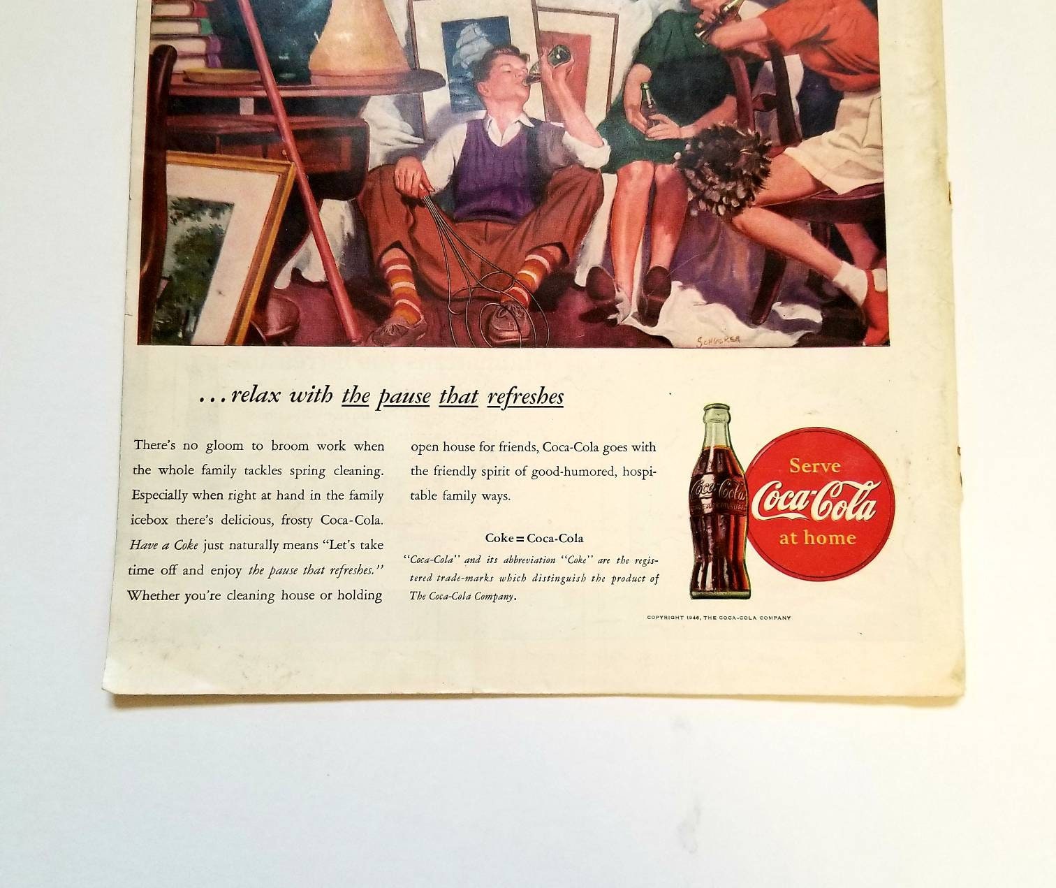 1946年のコカ・コーラ広告：ヴィンテージのキッチンダイナーの装飾