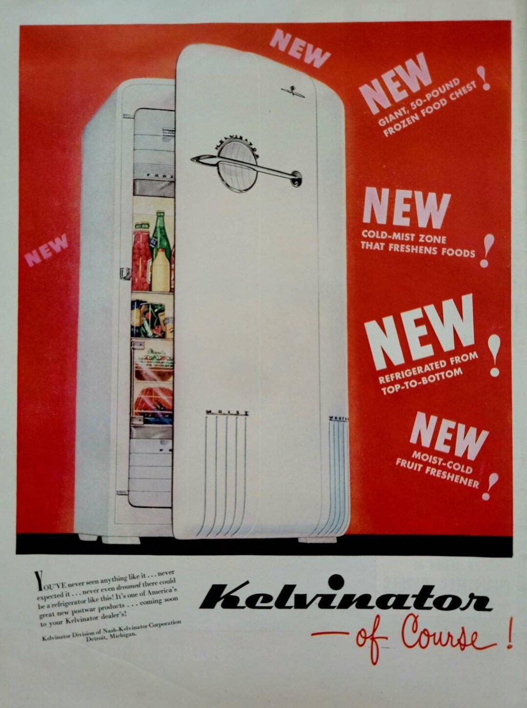 1947 Kelvinator Refrigerator Vintage Advertisement Kitchen Etsy
