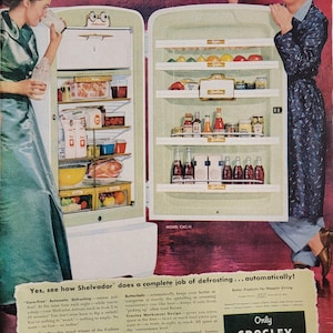 1951 Crosley Shelvador Refrigerator Freezer Vintage Advertisement Kitchen Wall Art Appliance Decor Fridge Ad Magazine Print Ad Unique Art