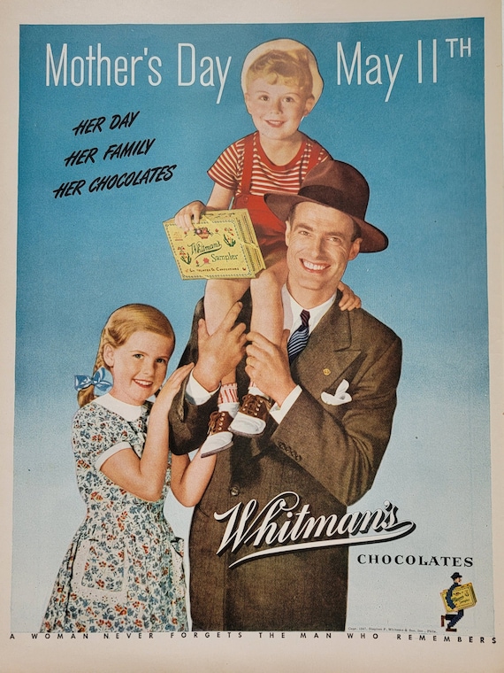 1947 Whitmans Chocolates Vintage Advertisement Kitchen Wall Art