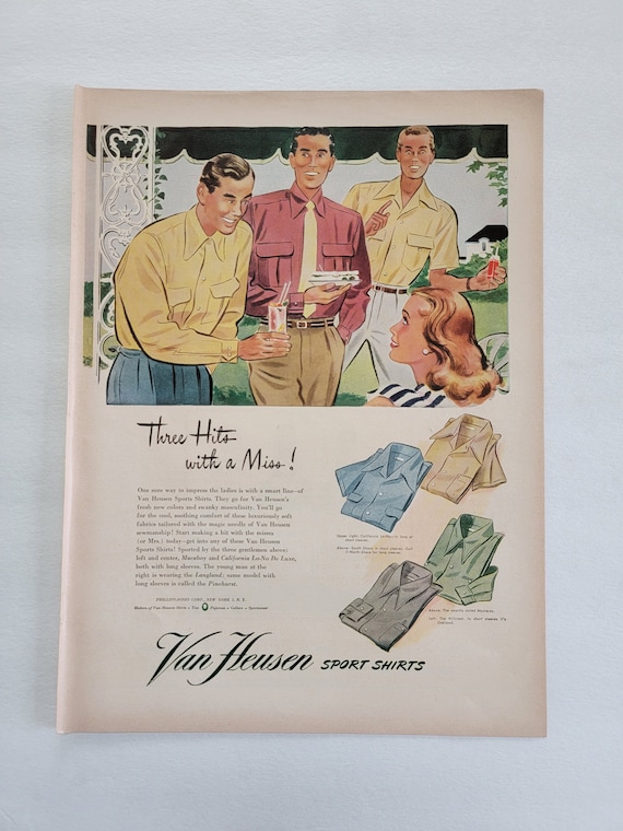 1946 Van Heusen chemises publicité vintage mode homme art mural