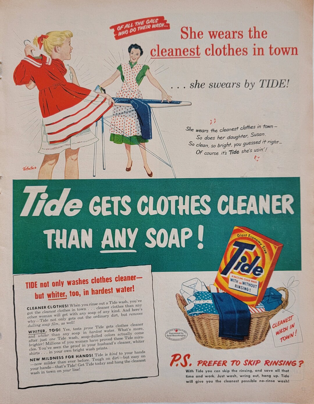 1951 Tide Laundry Detergent Vintage Advertisement Laundry Room Etsy