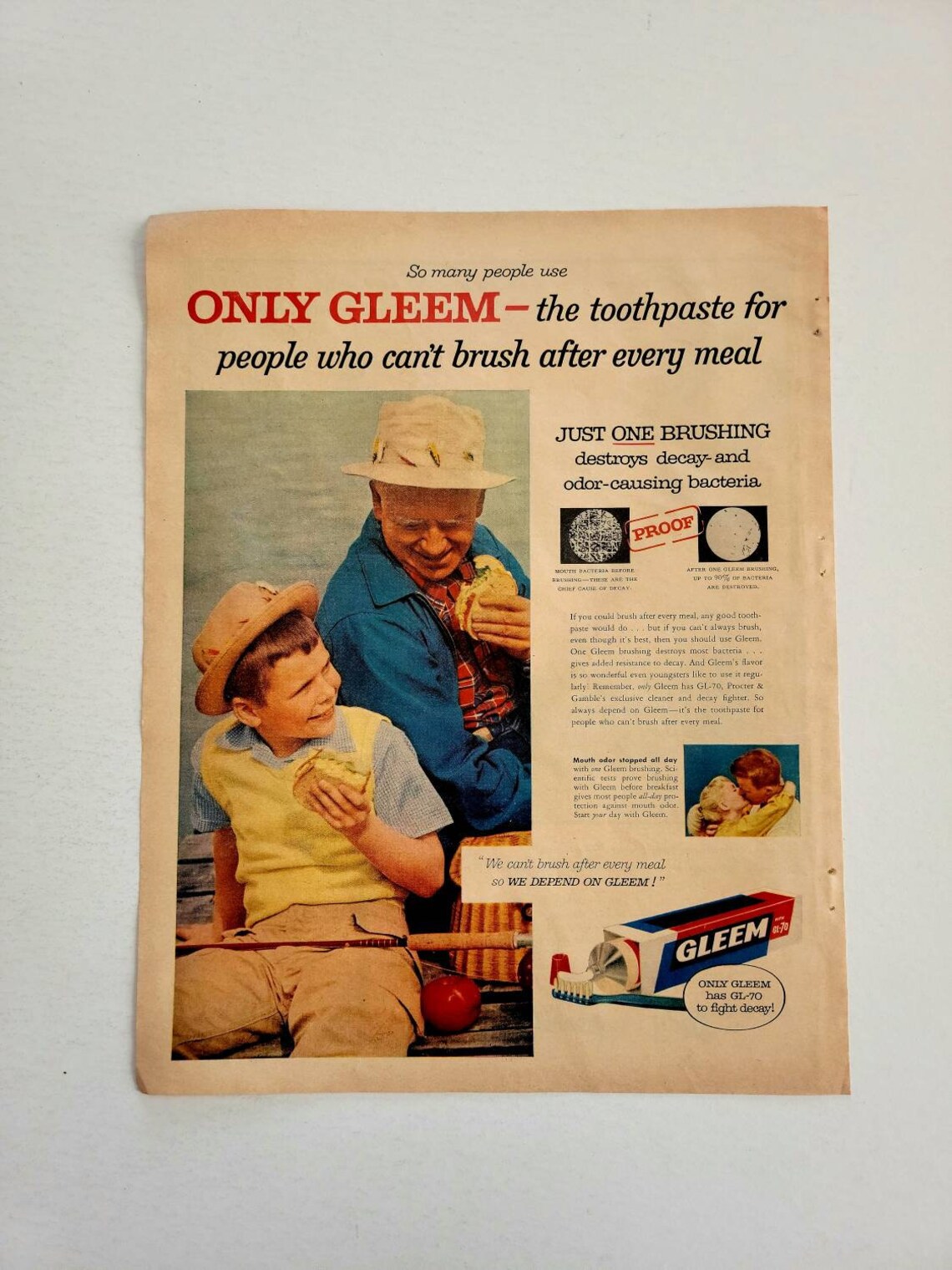 1956 Gleem Toothpaste Vintage Advertisement Bathroom Wall Art Etsy