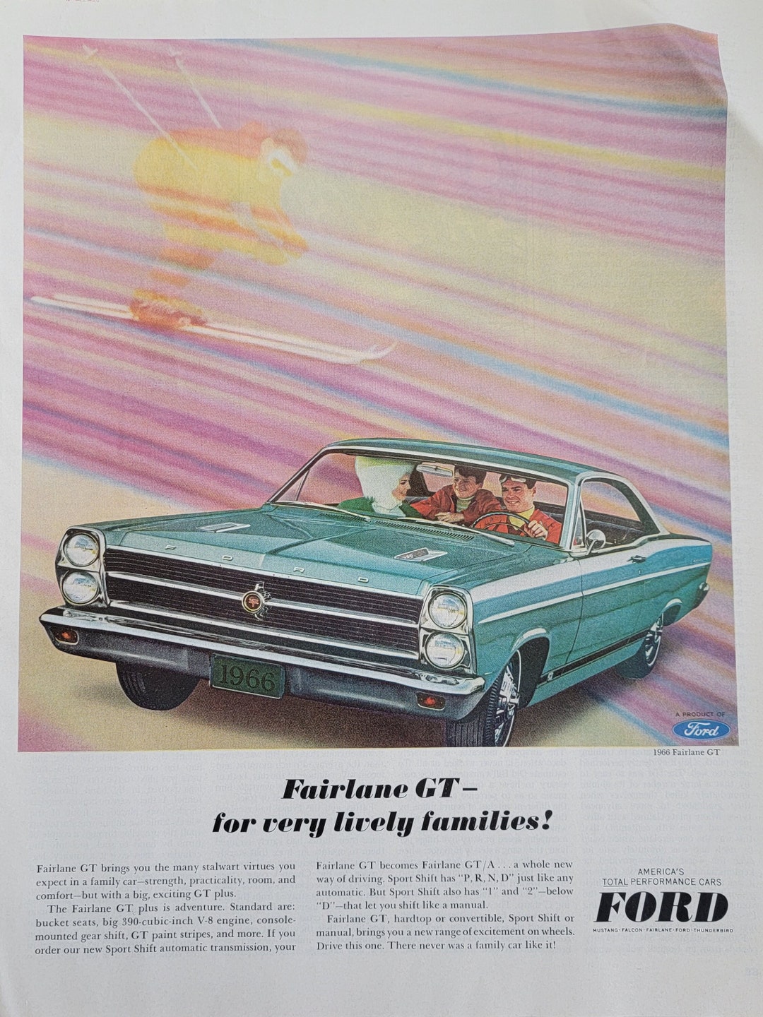 1966 Ford Fairlane Automobile Vintage Advertisement Classic Car Ad