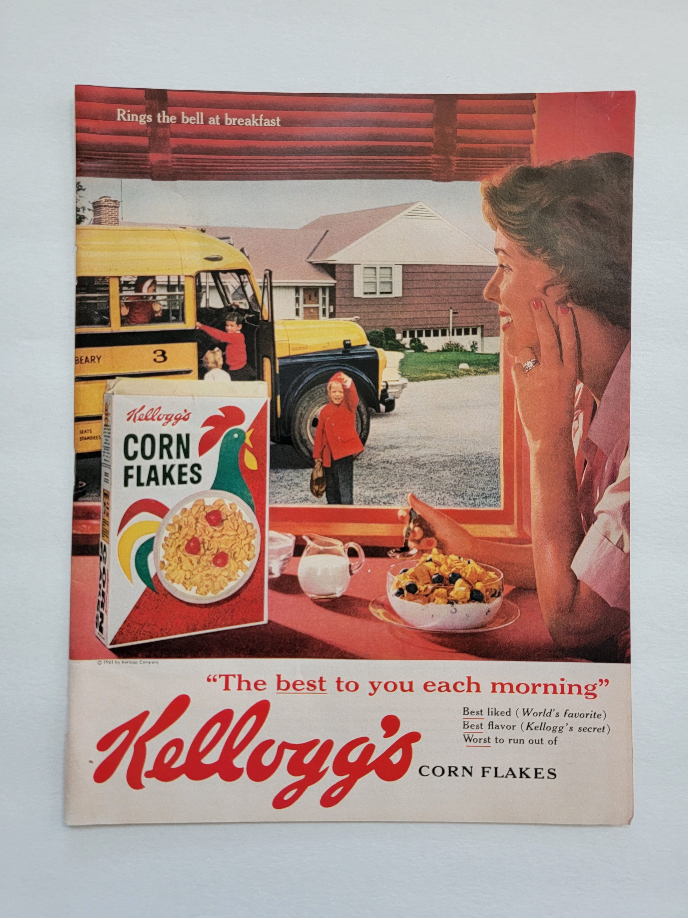 1961 Kellogg's Corn Flakes Cereal Vintage Advertisement Kitchen