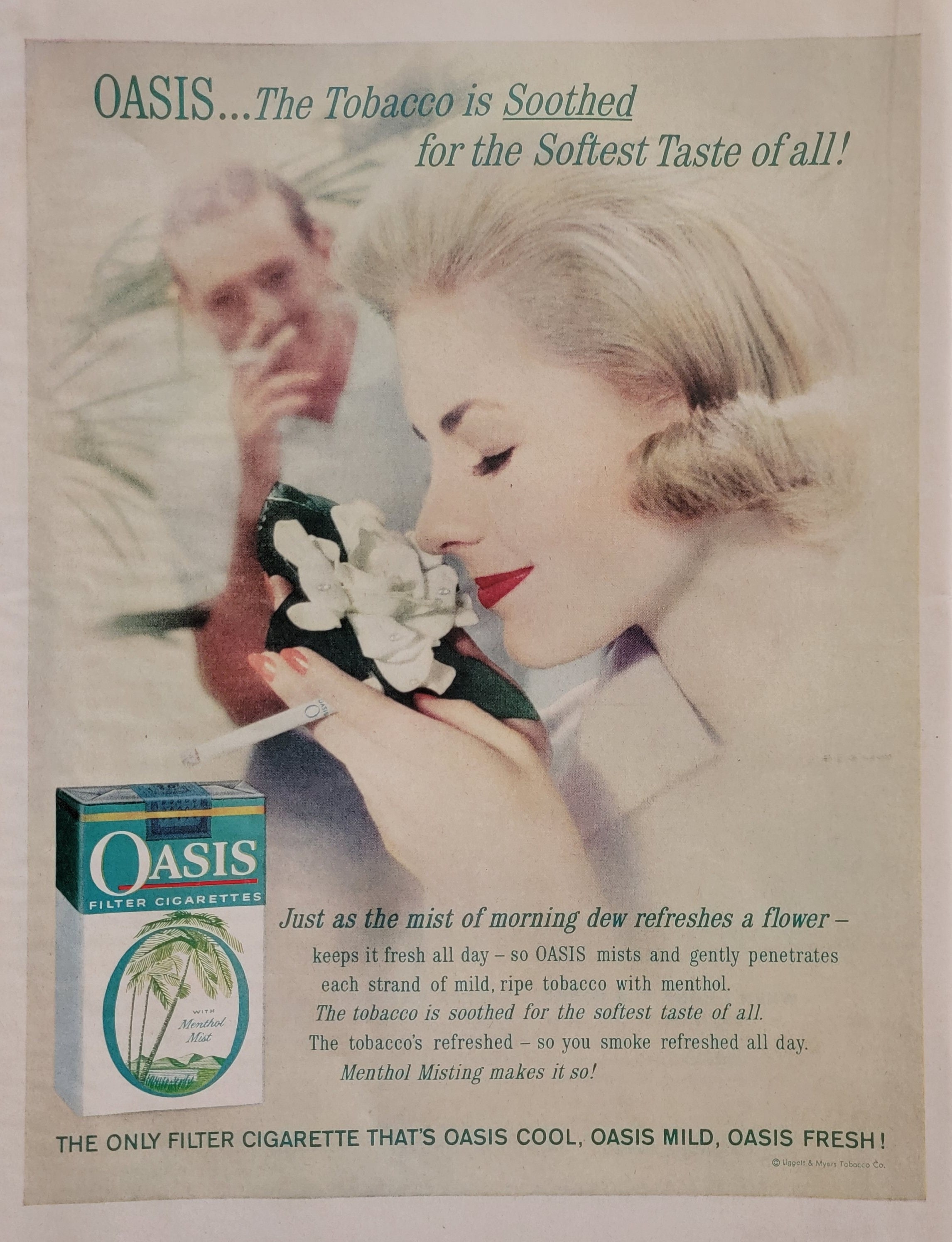 oasis cigarette 1961 Oasis Cigarettes Vintage Advertisement Bar Decor Game Room Decor Man  Cave Decor Woman Smoking Magazine Ad Tobacco Art Unique Art