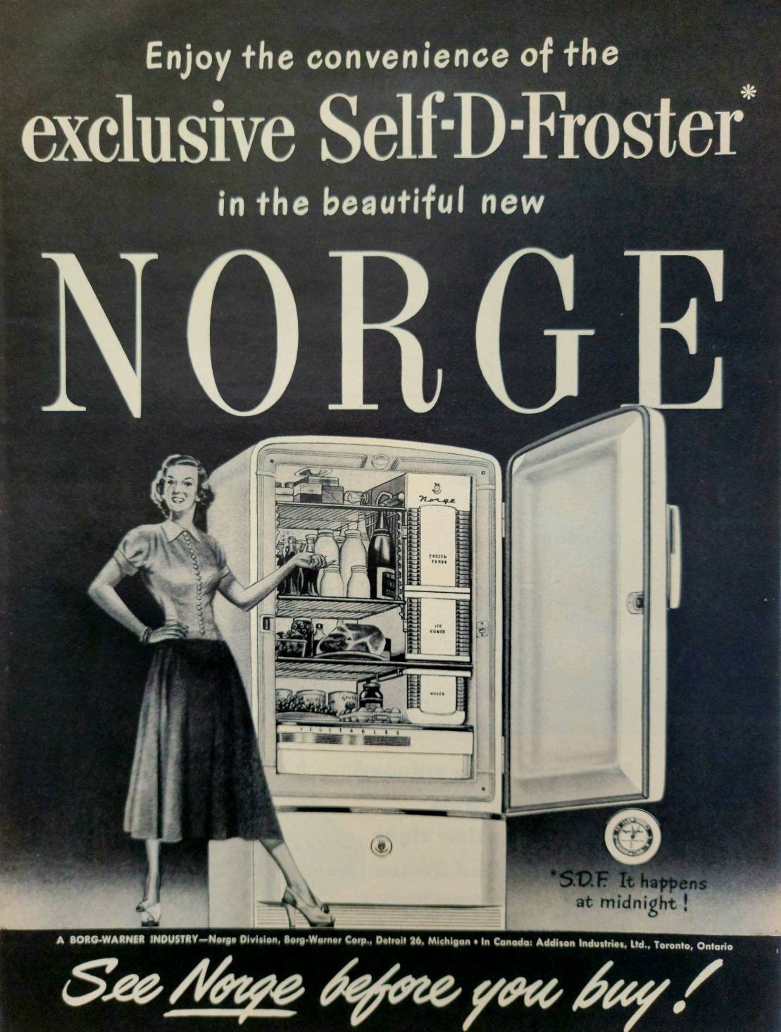 1948 Norge Refrigerator Ad: Vintage Kitchen Wall Art Magazine