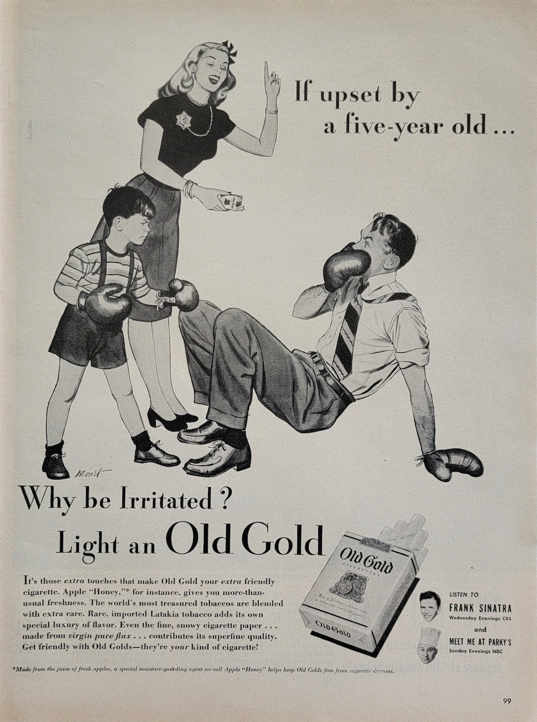 1946 Old Gold Cigarettes Ad: Vintage Man Cave Bar Decor, Tobacco Magazine  Print Advertisement