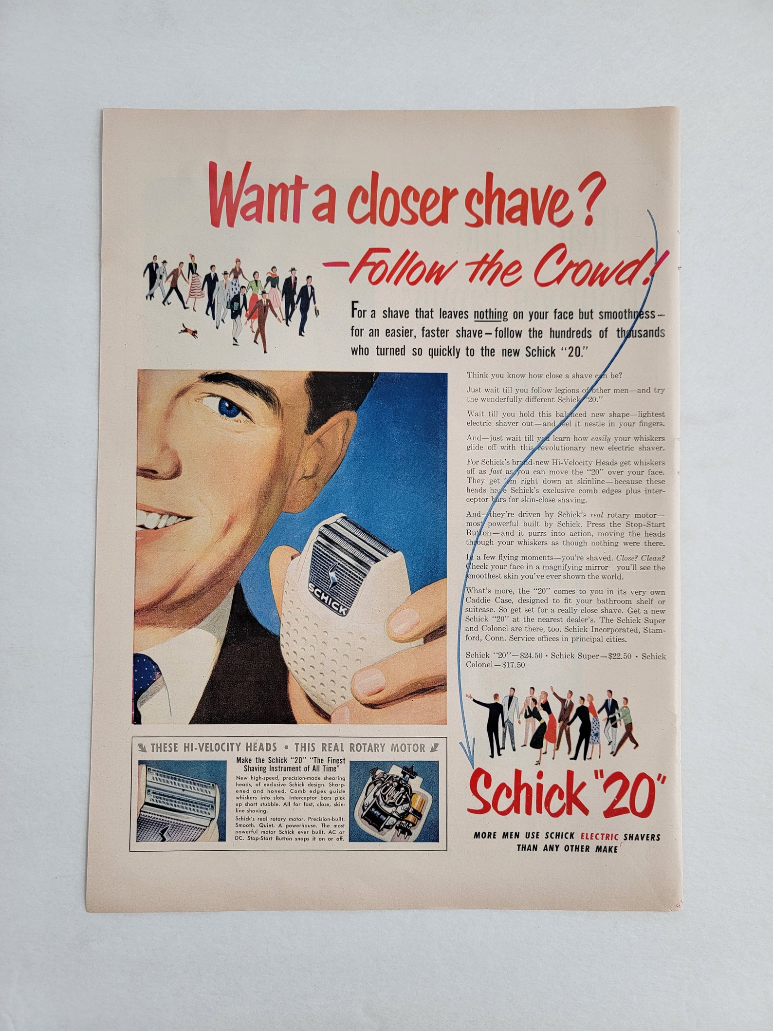 1951 Schick Electric Razor Ad: Vintage Barber Shop Bathroom Wall Art ...