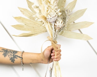 DRIED Mini Sun Palm Bouquet/15"/Dried Floral Bouquet/Reed/Dried Pampas/Pampas Bouquet Decor/Boho Pampas/Boho Bouquet/Floral/Bunny tail