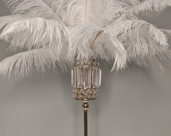 28" Rectangle Gold Stand/ Ostrich Feather Centerpiece for Great Gatsby/Wedding/Old Hollywood/Glitz and Glam themes