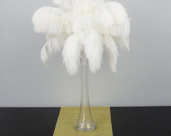 20" Tall Ostrich Feather Centerpiece Kits with Round Eiffel Tower Vase