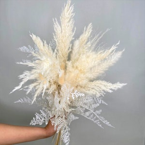 White and Ivory Dried Floral Bouquet/28&quot;/Floral Bouquet/Dried Floral/Dried Pampas/Pampas Bouquet Decor /Boho Pampas/Boho Bouquet/Floral