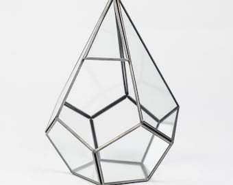 BLACK DIAMOND 6x8" Glass Geometric Terrarium/Wedding Table Decor/ Succulent Planter/Air Plants Glass Vase/Terrarium Kit/ Terrarium Gift/