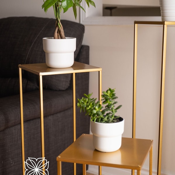 Modern Plant Stand Rectangle Stand Metal Gold Geometric Vase/Metal Frame/ Tall Stand/ Four Rod Stand/Metal Vase/ Metal Vase/Metal Riser