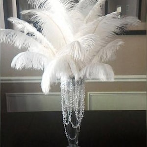 Reverse Trumpet Ostrich Feather Centerpiece Kits with/Hollywood glam/Great Gatsby/Bling/Tall Centerpieces/Eiffel Tower Vase