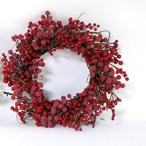 16" Red Berry Wreath/Fall Wreath/Natural Wreath/Outdoor Wreath/Green Outdoor Wreath/Green Leaf/Autumn Wreath/Artificial Fall Wreath