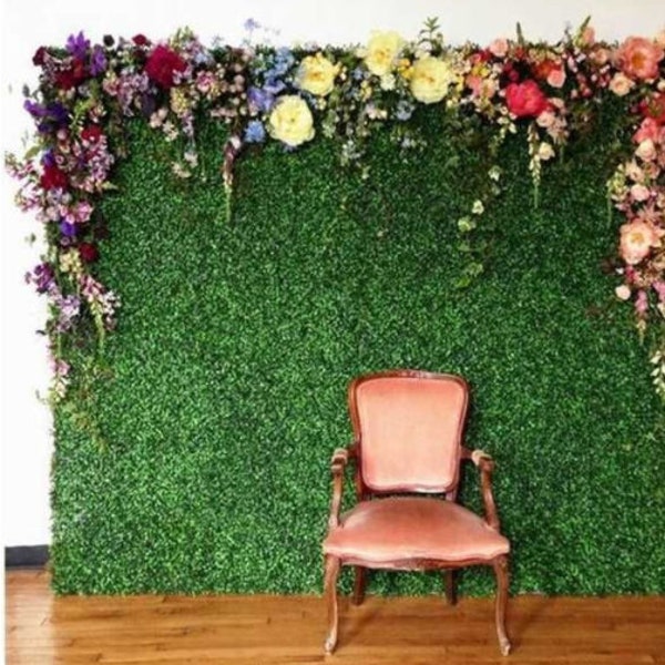 Bulk 1- 12pc 8x4 Foot Wall 25x17"Green Boxwood Flower Panel/WeddingdecorFloral decor/Flower wall/Event Floral wall panel/Dark Green/Green