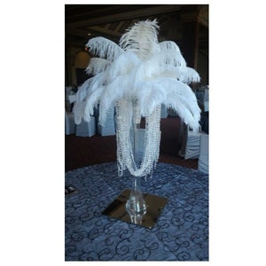 50 Feet of Crystal/Acrylic Garlands White Ostrich Feather Centerpiece for Glam Glitz Bling Hollwood theme image 1