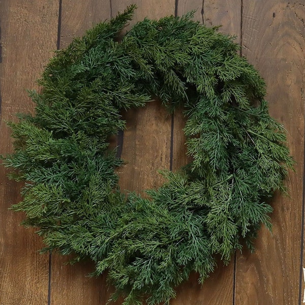17" Real Touch Alaska Cedar Wreath/Green Artificial Wreath/Green Wreath/Natural Looking Wreath/Outdoor Wreath/Green Outdoor