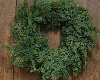 20" Real Touch Alaska Cedar Wreath/Green Artificial Wreath/Green Wreath/Natural Looking Wreath/Outdoor Wreath/Green Outdoor