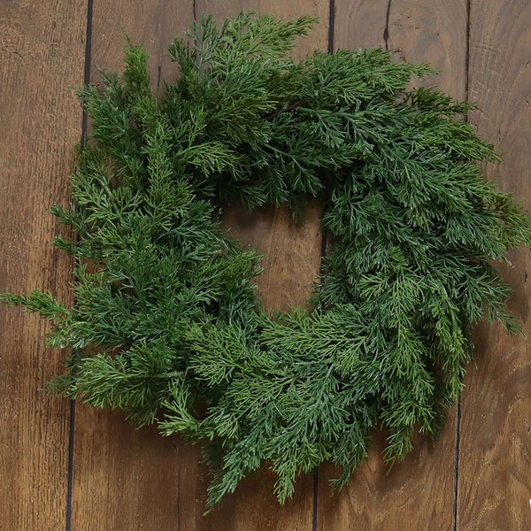 20" Real Touch Alaska Cedar Wreath/Green Artificial Wreath/Green Wreath/Natural Looking Wreath/Outdoor Wreath/Green Outdoor