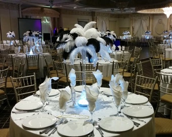 Light Up Vase Ostrich Feather Centerpiece For Etsy