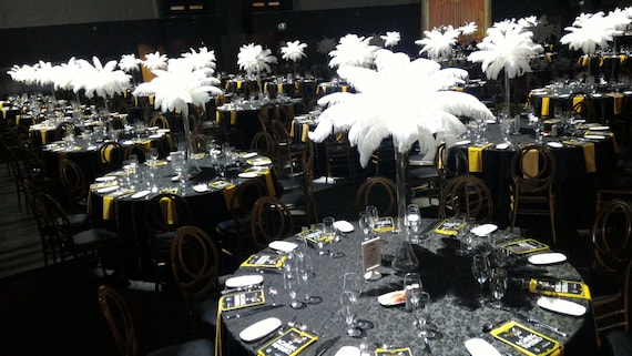 5FT Tall Eiffel Tower Ostrich Feather Centerpiece With White Black