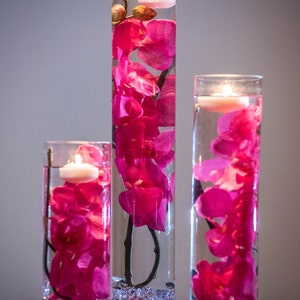 Submersible Phalaenopsis Orchid  Floral Wedding Centerpiece with Floating Candles and Acrylic Crystals Kit