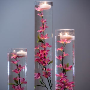 Submersible Pink/Light Pink/Red Yellow Star Flower  Floral Wedding Centerpiece with Floating Candles and Acrylic Crystals Kit