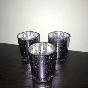 Blue Freckled Glass Candle Holder