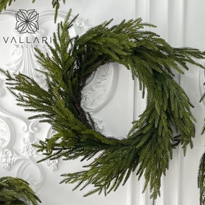 20" Real Touch Norfolk Pine Wreath/Green Artificial Wreath/Green Wreath/Natural Looking Wreath/Outdoor Wreath/Green Outdoor Wreat