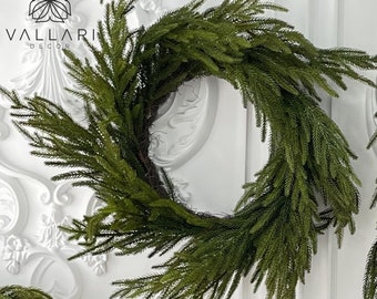 20" Real Touch Norfolk Pine Wreath/Green Artificial Wreath/Green Wreath/Natural Looking Wreath/Outdoor Wreath/Green Outdoor Wreat