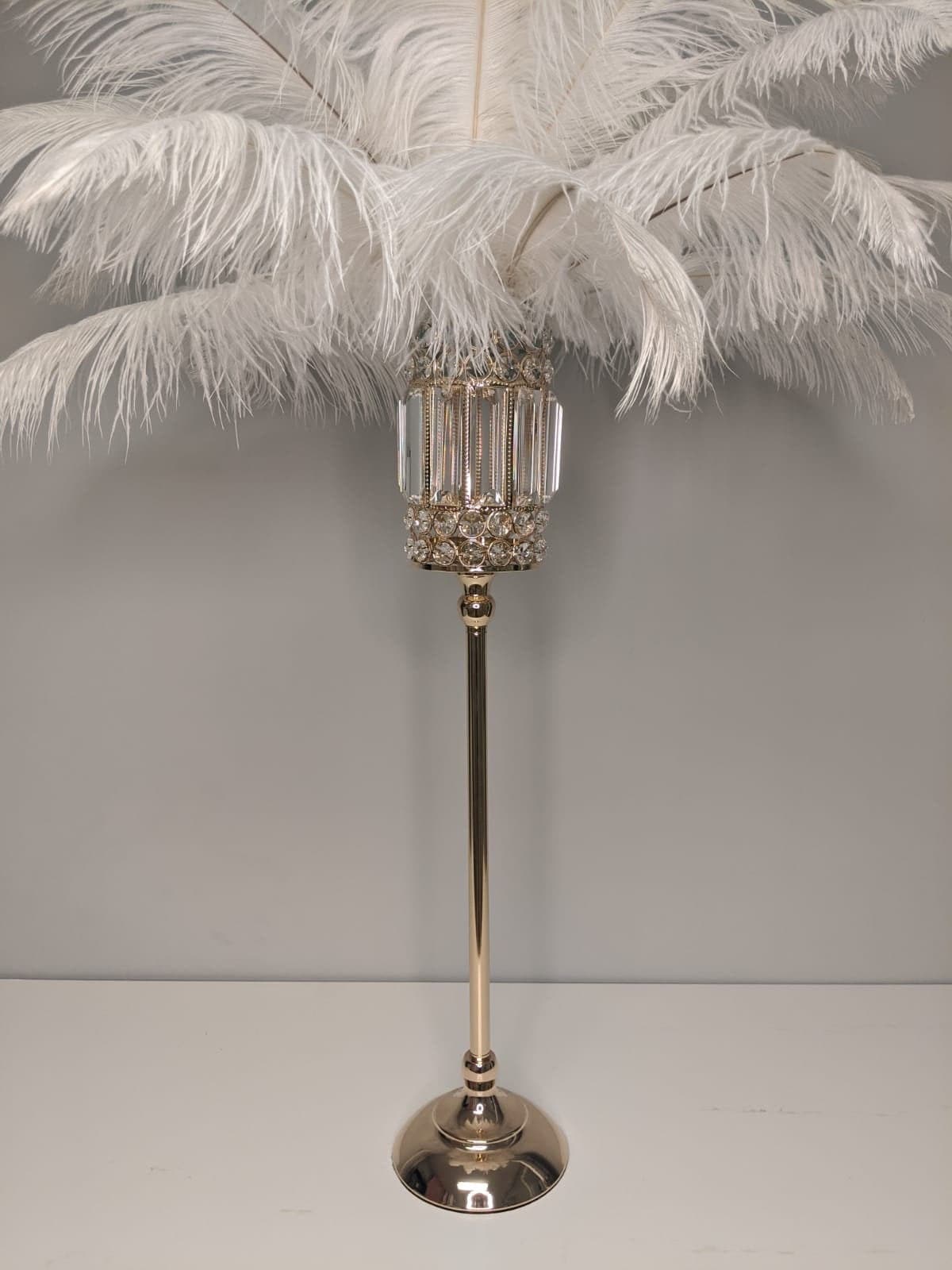 60CM 24inch European Style Metal Crystal Flower Vase Ostrich Feather Plume  Holder Gold Silver Wedding Center Pieces Party Table Decor From  Packageseller, $41.96