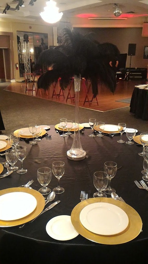 Black and White Ostrich Feather Centerpiece