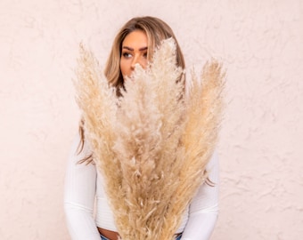 Golden Pampas 45" and 25" Natural Pampas Grass/Pampas Bundle/Home Decor/Rustic Wedding Decor /Brown Pampas/Fluffy/Boho Chic/Boho Pampas