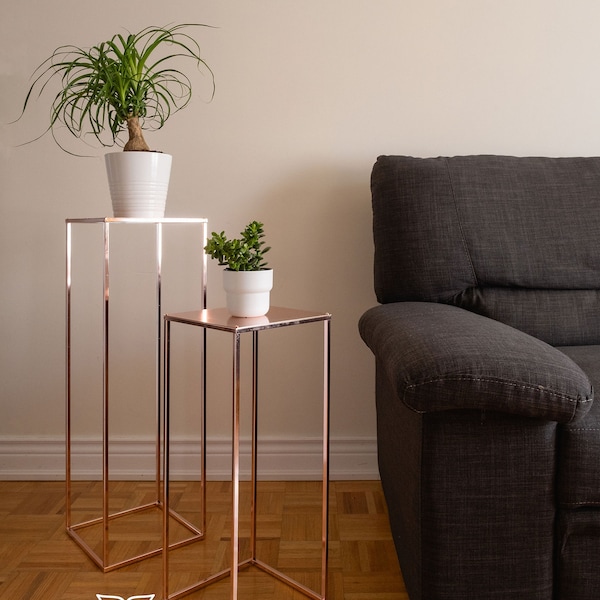 Modern Plant Stand Rectangle Stand Metal Gold Geometric Vase/Metal Frame/ Tall Stand/ Four Rod Stand/Metal Vase/ Metal Vase/Metal Riser